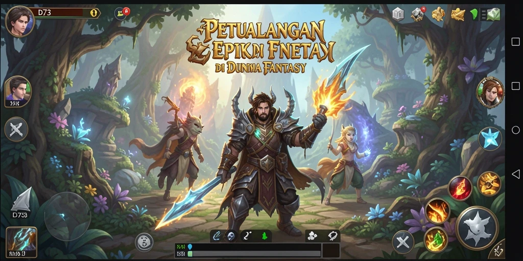 Tampilan gameplay D73 yang penuh aksi dan petualangan seru.