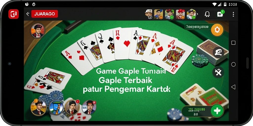 Tampilan screenshot JUARAGO dengan gameplay Gaple yang seru dan menarik.