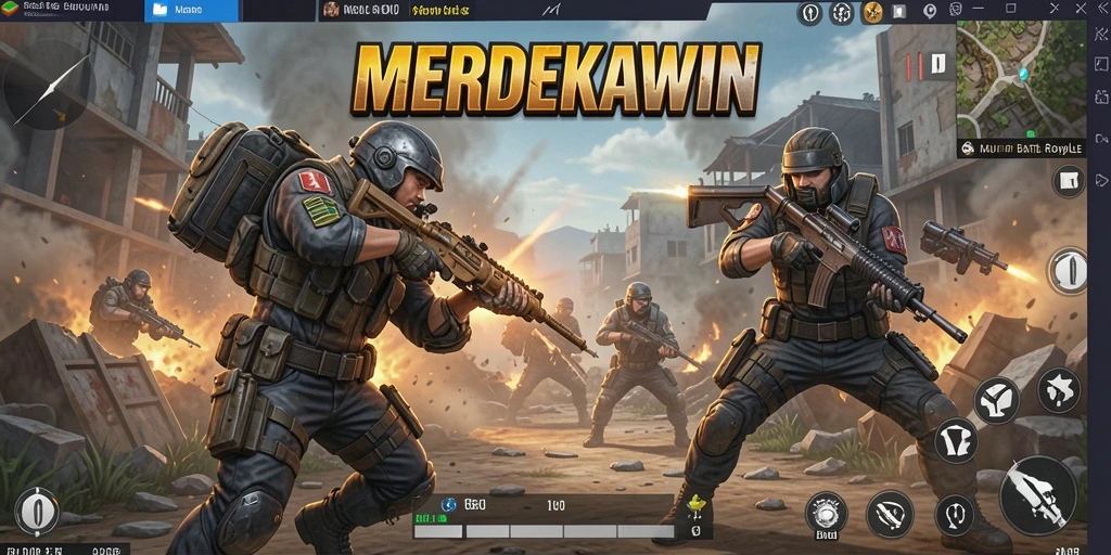 Tampilan gameplay MERDEKAWIN yang menegangkan dalam pertempuran Battle Royale.