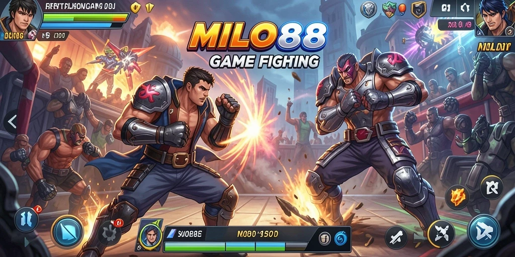 Screenshot menunjukkan pertarungan mendebarkan dalam MILO88.