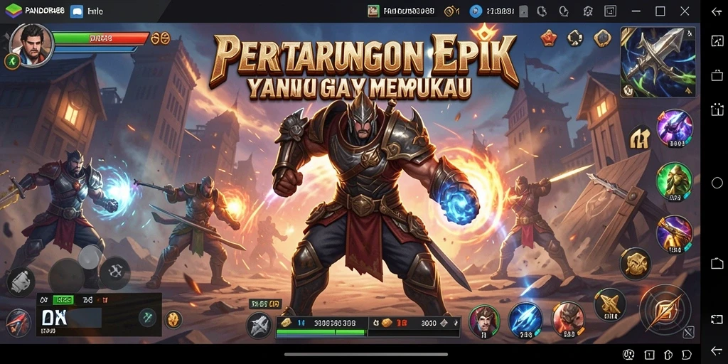 Gameplay epik dalam PANDORA88 dengan karakter petarung yang menantang.