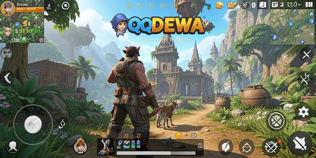 Tangkapan layar gameplay QQDEWA mengungkapkan dunia terbuka yang indah dan penuh petualangan.