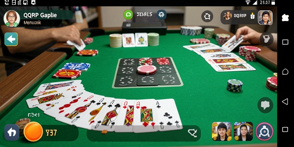 Gameplay seru QQRP yang menampilkan kartu Gaple di layar.