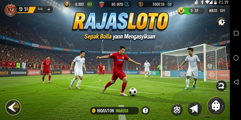 Tampilan gameplay RAJASLOTO yang mendebarkan dalam aksi sepak bola.