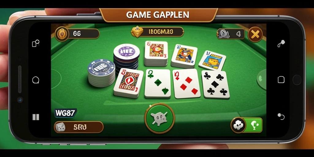 Tangkapan layar gameplay seru dalam WG87, menunjukkan keseruan bermain Gaple.
